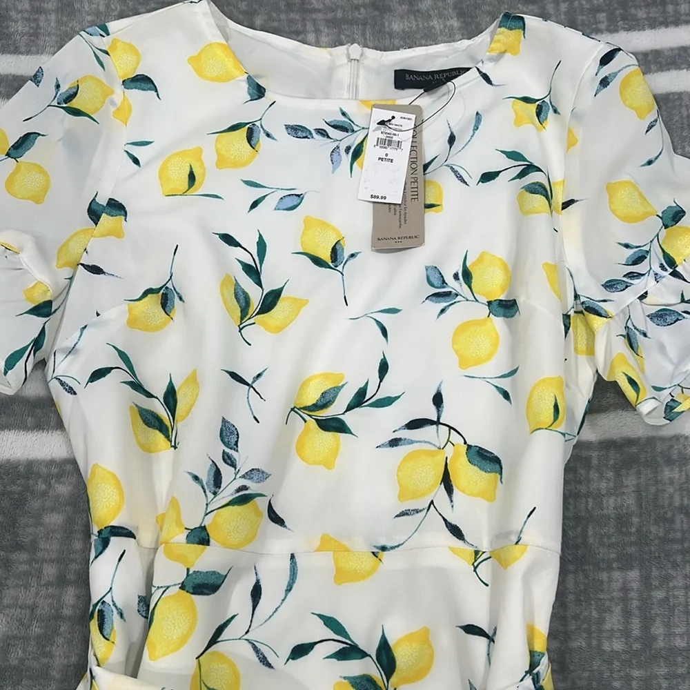 Banana Republic Yellow Lemon Print Mini Dress - Picture 3 of 9